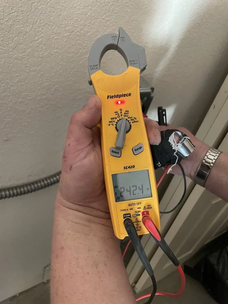 Voltage testing with clamp meter during Generator Installation in El Sobrante